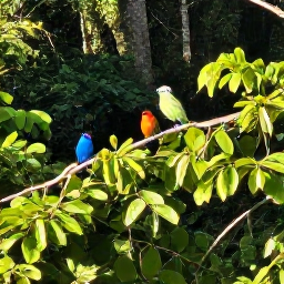 Caribbean Holidays, Saint Lucia Birdwatching, Colourful Saint Lucia birds perched among lush green rainforest foliage in morning light