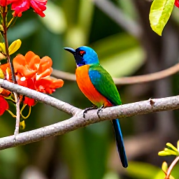 Caribbean Holidays, Saint Lucia Birdwatching, Colourful tropical birds in a peaceful botanical garden in Saint Lucia, flowering plants and bright Caribbean sunshine