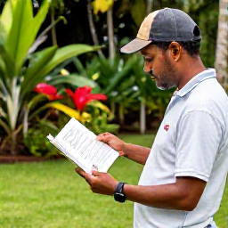 Caribbean Holidays, Saint Lucia Birdwatching, Friendly local birdwatching guide showing visitors a bird identification book in a Saint Lucia garden