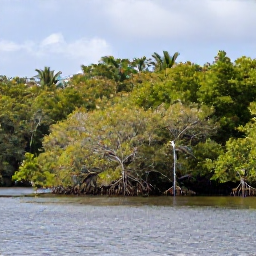 Caribbean Holidays, Saint Lucia Birdwatching, Quiet Saint Lucian wetland and mangrove shoreline with herons and tropical birds in February