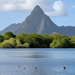 Caribbean Holidays, Saint Lucia Birdwatching, Saint Lucia coastal wetland and mangrove habitat with waterbirds, mountains and calm Caribbean light