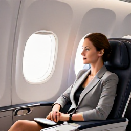 Caribbean Holidays, Saint Lucia Business Class, Business class passenger relaxing in a comfortable premium airline seat before a flight to Saint Lucia