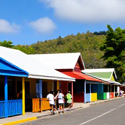 Caribbean Holidays, Saint Lucia City Breaks, Colourful Saint Lucia street scene with local shops, caf&eacute;s and residents in Castries