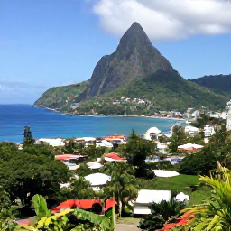 Caribbean Holidays, Saint Lucia City Breaks, View across Saint Lucia from Morne Fortune, showing Castries harbour, green hills and the Caribbean Sea