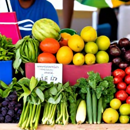 Caribbean Holidays, Saint Lucia Cooking, A colourful outdoor Caribbean market in Saint Lucia with fresh herbs, tropical fruit, vegetables and local spices