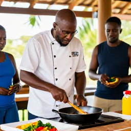 Caribbean Holidays, Saint Lucia Cooking, A friendly Caribbean cooking class in Saint Lucia, with a local chef teaching visitors to prepare fresh fish, herbs, peppers and tropical ingredients in an open-air kitchen