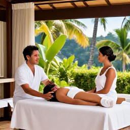 Caribbean Holidays, Saint Lucia Couples, Couple enjoying a private spa treatment and peaceful tropical garden at a Saint Lucia resort