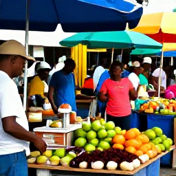 Caribbean Holidays, Saint Lucia Culture, Castries market in Saint Lucia with colourful fruit, spices, crafts and friendly local traders during a sunny November morning
