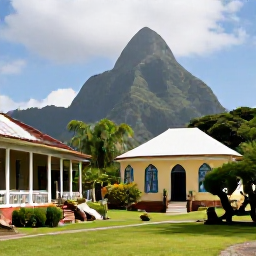 Caribbean Holidays, Saint Lucia Culture, Historic colonial plantation setting near Soufriere, Saint Lucia, with restored buildings, tropical gardens and volcanic mountain scenery