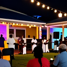 Caribbean Holidays, Saint Lucia December, Festive Saint Lucia family evening with local music, lanterns, colourful decorations and a welcoming Caribbean atmosphere