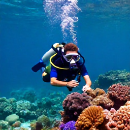 Caribbean Holidays, Saint Lucia Diving, A diver exploring a colourful coral reef in clear turquoise water off Saint Lucia in December