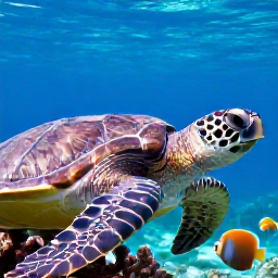 Caribbean Holidays, Saint Lucia Diving, Close-up underwater scene of a sea turtle, angelfish and coral reef in Saint Lucia