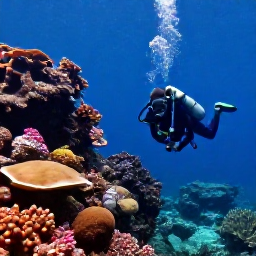 Caribbean Holidays, Saint Lucia Diving, Scuba diver exploring a colourful coral reef beside volcanic rock in clear Caribbean water off Saint Lucia