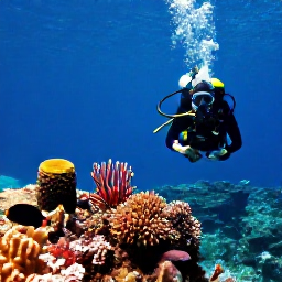 Caribbean Holidays, Saint Lucia Diving, Scuba diver exploring colourful coral reef and tropical fish in clear Caribbean water around Saint Lucia
