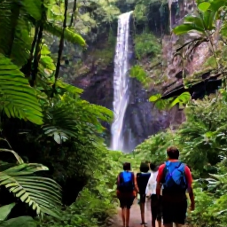 Caribbean Holidays, Saint Lucia Family Holidays, Families exploring Saint Lucia's rainforest on a guided nature walk, surrounded by lush green plants, waterfalls and tropical scenery