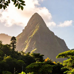 Caribbean Holidays, Saint Lucia February, Lush Saint Lucia rainforest with the Pitons rising in the background under warm February sunshine