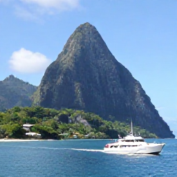 Caribbean Holidays, Saint Lucia February, The Pitons rising above the green coastline of Saint Lucia, viewed from a scenic boat near Soufriere