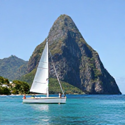Caribbean Holidays, Saint Lucia Honeymoons, Honeymoon couple sailing past the Pitons in Saint Lucia on a clear sunny day