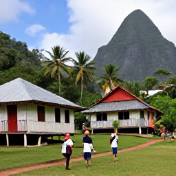 Caribbean Holidays, Saint Lucia in April, A guided cultural walk through a Saint Lucian village, showing traditional wooden houses, tropical vegetation and local crafts