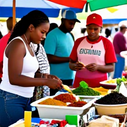 Caribbean Holidays, Saint Lucia in April, Visitors enjoying a colourful Saint Lucian market with spices, tropical produce, handmade crafts and friendly local traders
