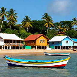 Caribbean Holidays, Saint Lucia Instagram, Colourful fishing boats and traditional wooden houses in a lively Saint Lucia coastal village, tropical Caribbean atmosphere