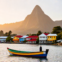 Caribbean Holidays, Saint Lucia Instagram, Colourful fishing boats and waterfront buildings at sunrise in Soufri&egrave;re, Saint Lucia