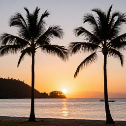 Caribbean Holidays, Saint Lucia Instagram, Golden-hour view from a Saint Lucia beach, with silhouetted palm trees, calm Caribbean Sea and warm evening sky