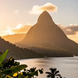 Caribbean Holidays, Saint Lucia Instagram, Golden sunrise over the Pitons in Saint Lucia, viewed from a scenic coastal viewpoint, warm February light