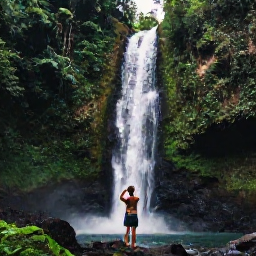 Caribbean Holidays, Saint Lucia Instagram Hotspots, Traveller photographing a waterfall surrounded by dense tropical rainforest in Saint Lucia