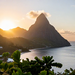 Caribbean Holidays, Saint Lucia Instagram, Sunrise view of the Pitons rising above the Caribbean Sea from a scenic viewpoint in Saint Lucia