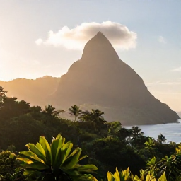 Caribbean Holidays, Saint Lucia Instagram, Sunrise view over the Pitons from a scenic Saint Lucia viewpoint, soft golden light, tropical landscape