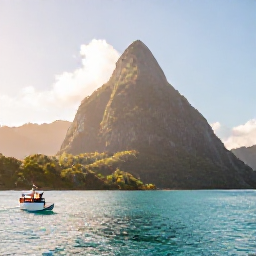 Caribbean Holidays, Saint Lucia Instagram, The Pitons rising above turquoise water at sunrise, viewed from a boat near Soufri&egrave;re, Saint Lucia