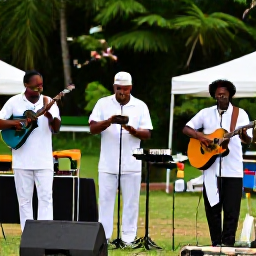 Caribbean Holidays, Saint Lucia July, Saint Lucian musicians performing traditional Caribbean music at an outdoor July cultural event