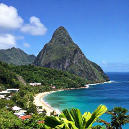 Caribbean Holidays, Saint Lucia June, View of the Pitons rising above the sea from a scenic Saint Lucia viewpoint in June