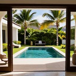 Caribbean Holidays, Saint Lucia Luxury, A stylish luxury hotel suite with open doors leading to a private plunge pool and tropical garden in Saint Lucia