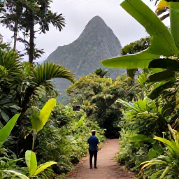 Caribbean Holidays, Saint Lucia Luxury, Hiking trail through lush Saint Lucia rainforest towards the Pitons, with a knowledgeable guide and tropical foliage