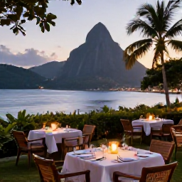 Caribbean Holidays, Saint Lucia Luxury, Romantic open-air restaurant in Saint Lucia overlooking the sea, with candlelit tables and tropical greenery