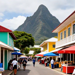 Caribbean Holidays, Saint Lucia March, Visitors exploring historic Castries streets and a colourful Saint Lucia market, with colonial buildings, local crafts and tropical scenery