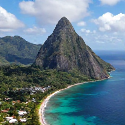 Caribbean Holidays, Saint Lucia Multi-Country Holidays, A scenic aerial view of Saint Lucia showing the Pitons, turquoise Caribbean Sea and lush green coastline