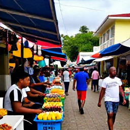 Caribbean Holidays, Saint Lucia Multi-Country Holidays, Colourful Caribbean market street with local food, music and friendly visitors