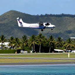 Caribbean Holidays, Saint Lucia Multi-Country Holidays, Small Caribbean aircraft arriving at a tropical island airport with hills and palm trees beyond