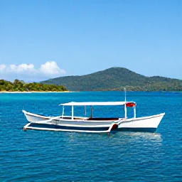 Caribbean Holidays, Saint Lucia Multi-Country Holidays, Traditional wooden boat travelling between colourful Caribbean islands, clear blue water and distant green hills
