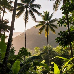 Caribbean Holidays, Saint Lucia Nature, A lush Saint Lucia rainforest in January with towering palm trees, tropical foliage and soft morning sunlight