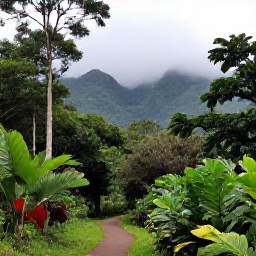 Caribbean Holidays, Saint Lucia Nature, A lush Saint Lucia rainforest in March with misty green hills, tropical foliage and a clear walking trail