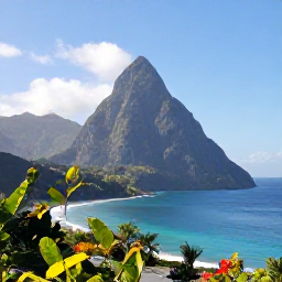 Caribbean Holidays, Saint Lucia Nature, A view across Saint Lucia's Pitons and turquoise coastline on a clear January morning