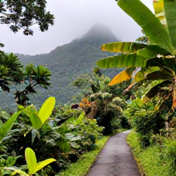 Caribbean Holidays, Saint Lucia Nature, Lush Saint Lucia rainforest in February, with tropical plants, misty green hills and a clear walking trail