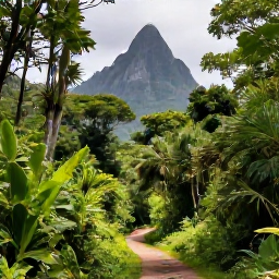 Caribbean Holidays, Saint Lucia Nature, Lush tropical rainforest and dramatic volcanic mountains in Saint Lucia, with a clear trail winding through dense green foliage