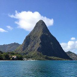 Caribbean Holidays, Saint Lucia Nature, The Pitons rising above turquoise Caribbean water in Saint Lucia on a sunny February day, viewed from a boat