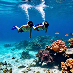 Caribbean Holidays, Saint Lucia October, A couple snorkelling in clear Saint Lucian water above a colourful reef, with tropical fish and a bright sandy seabed