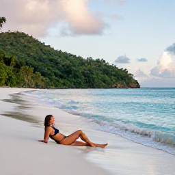 Caribbean Holidays, Saint Lucia Solo, A solo traveller relaxing on a quiet Saint Lucia beach in September, turquoise sea, soft morning light and lush green hills